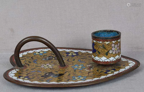 19c Japanese cloisonne CANDLE HOLDER