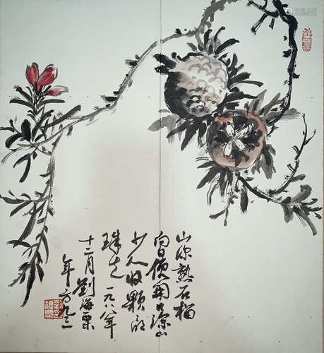 刘海粟 花鸟册页 纸本设色 册页