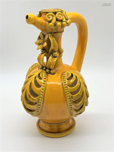 19C Zsolnay Sikorski Yellow Ceramic Ewer