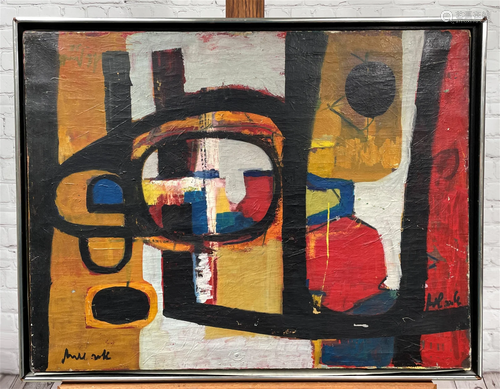 Signed Mid Century Modern O/C "Abstract"