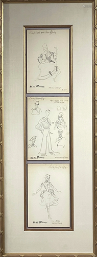 Vintage Vienna Opera Costume Pencil Sketches