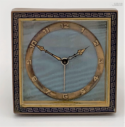 Art Deco Enameled Travel Clock