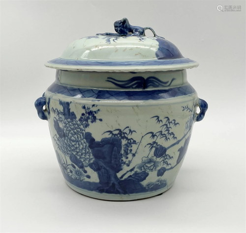 Early Chinese Blue & White Porcelain Lidded Jar