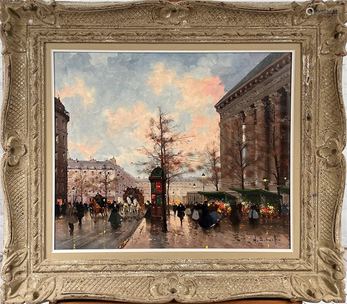 Henri Alexis Schaeffer O/C "Paris Street At Dusk"