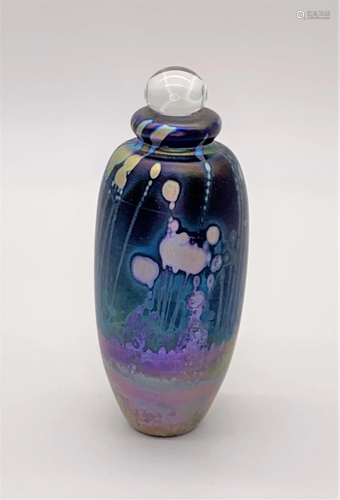 Robert Eickholt Oil Spot Art Glass Perfume Bottle