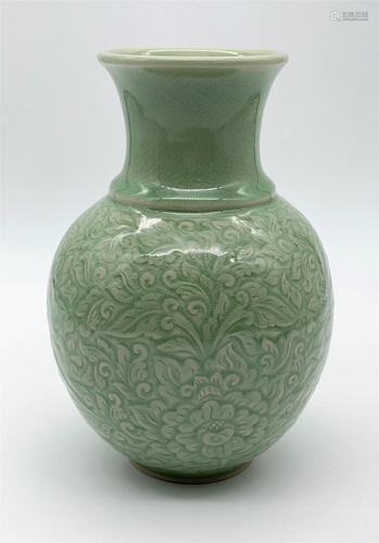 Antique Asian Celadon Porcelain Vase