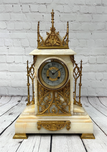 Antique Breitinger & Kunz Onyx Steeple Clock