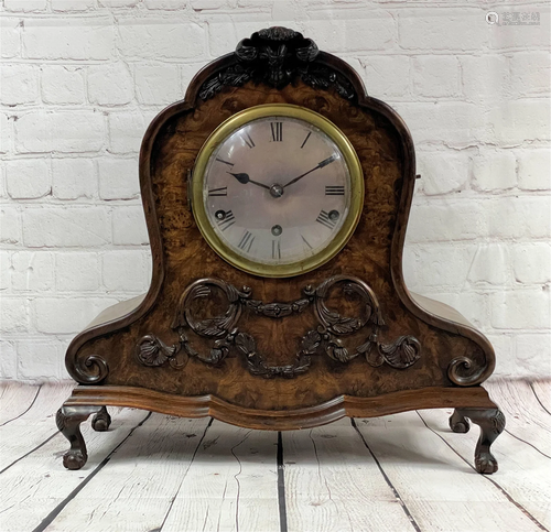 Antique Carved Burl Westminster Chime Clock