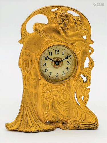 Art Nouveau Gilt Bronze Figural Clock