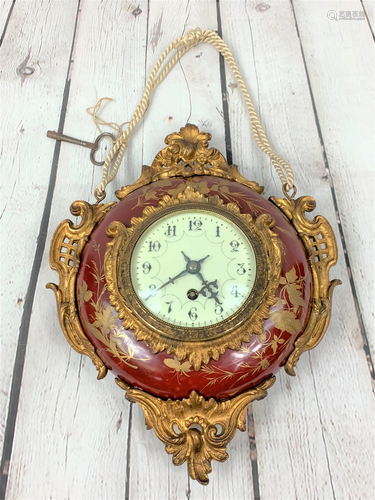 French 19C Porcelain Hanging Clock