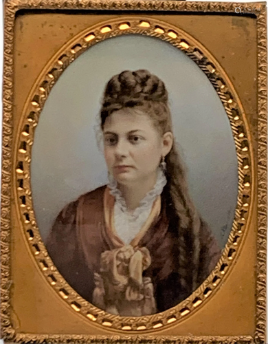 19C Hand Painted Miniature Portrait