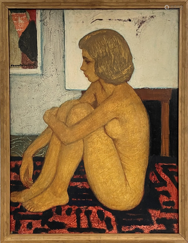 Bela Czene Acrylic On Board "Nude" 1965