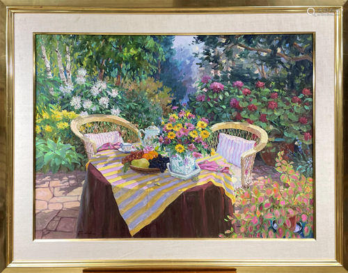 Jose Trinidad (CANADIAN) O/C "Tea In The Garden"