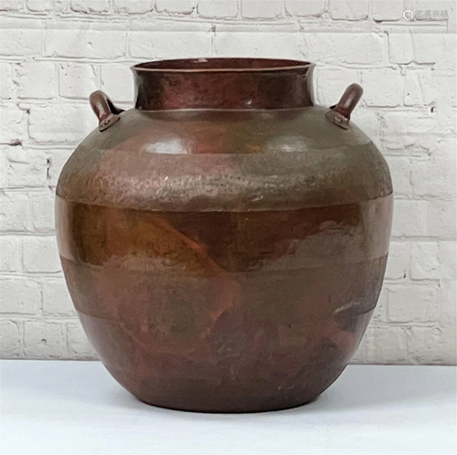 Large Vintage Hand Wrought Copper Pot