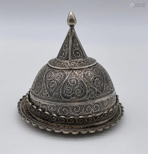 Indo Islamic Silver Filigree Miniature Tagine