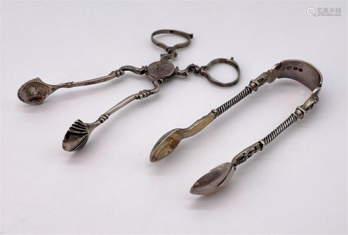 2 Pair Antique Silver Sugar Tongs