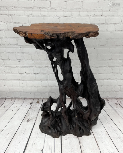 Japanese Carved Root Wood Side Table/Pedestal