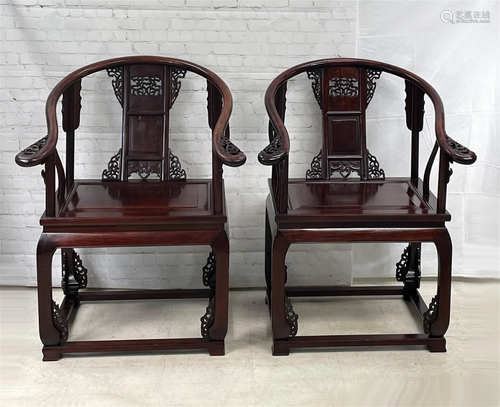 Pair Chinese Hardwood Chairs Pair