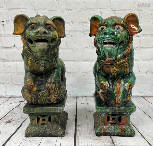 Pr Chinese Sancai Glazed Pottery Foo Lions