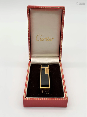 Cartier Black Enamel Lighter In Box