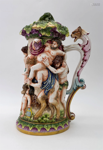 Large Capodimonte Bacchanal Lidded Stein