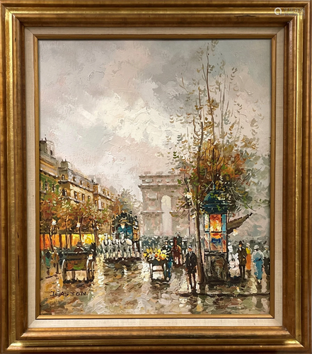 J Gaston Oil on Canvas "Arc de Triomphe"