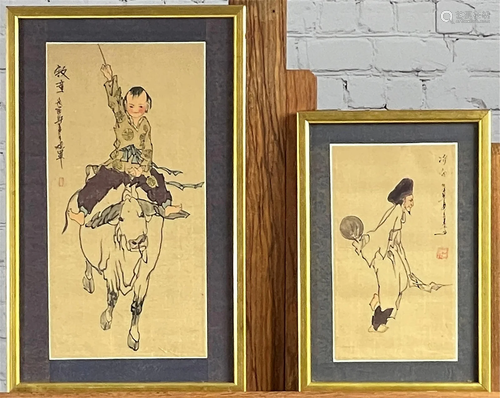 2 Vintage Chinese Watercolors