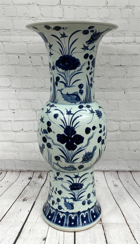 Vintage Palace Size Chinese Blue & White Urn