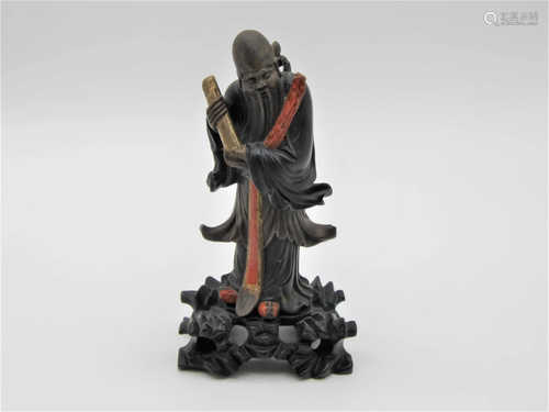 Early Chinese Lacquered Carved Wood Buddha Figure