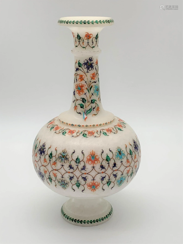 Antique Enameled Marble Vase