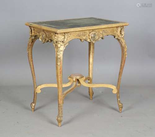 A late 19th century giltwood and gesso occasional table, the...