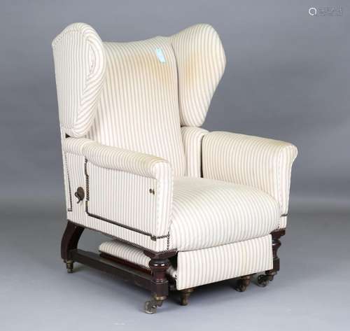 An unusual late Victorian metamorphic reclining armchair, po...