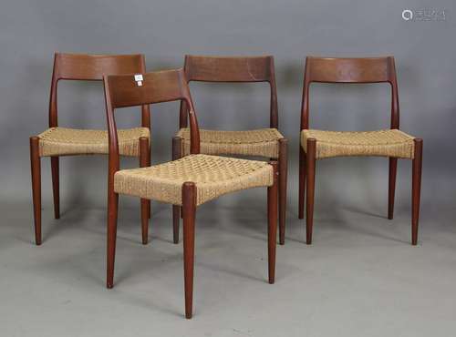 A set of four mid-20th century Danish teak dining chairs, in...