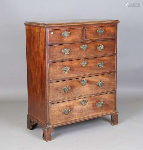 A George III mahogany chest of two short and four graduated ...