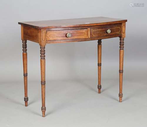 A 19th century mahogany bowfront side table with boxwood str...