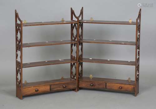 A pair of 20th century reproduction mahogany four-tier wall ...