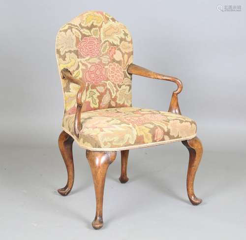 An early 20th century George I style elbow chair with shephe...