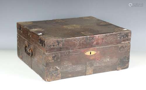 A 19th century oak and steel bound silver chest, the brass p...