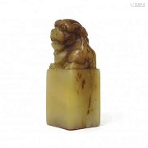 Seal carved with a lion, Shoushan, 19th century