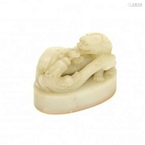 Shoushan stone seal with dragon, Qing dynasty.