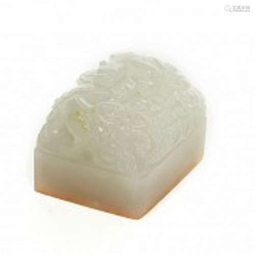 Small carved jade seal, Qing dynasty.