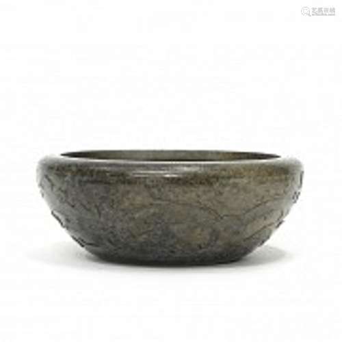 Carved jade bowl, Qing dynasty.