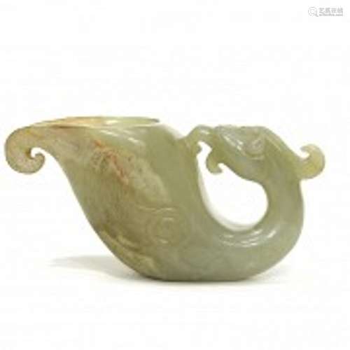 Carved jade cup, Qing dynasty.