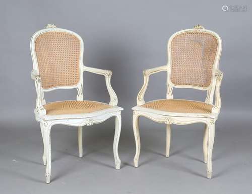 A pair of early 20th century French fauteuil armchairs, the ...