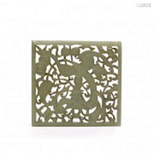 Celadon jade decorative plaque, Qing dynasty.