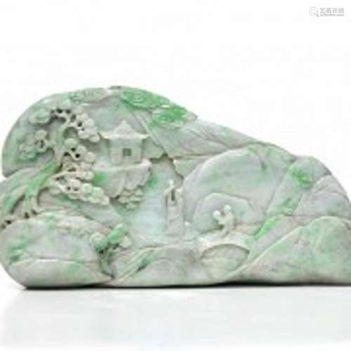 Carved jadeite mountain, 20th century