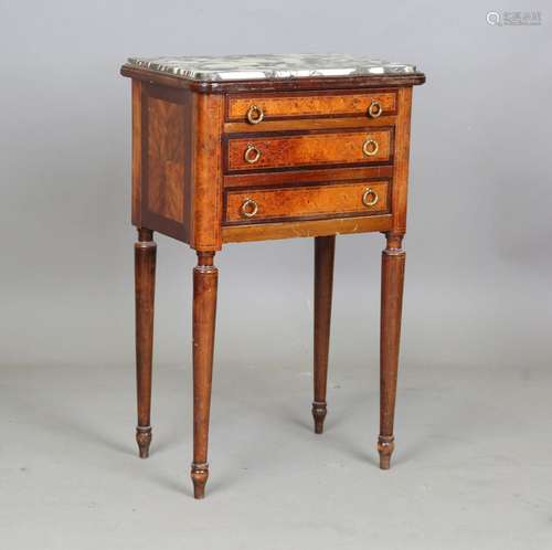 An early 20th century French kingwood and amboyna bedside ch...