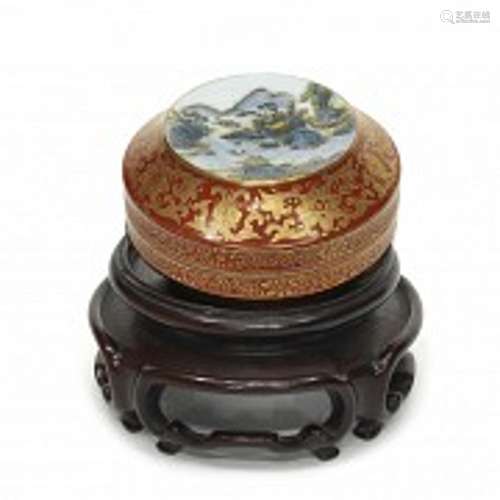 Enamelled and gilded box with a mountain landscape, Qing dyn...