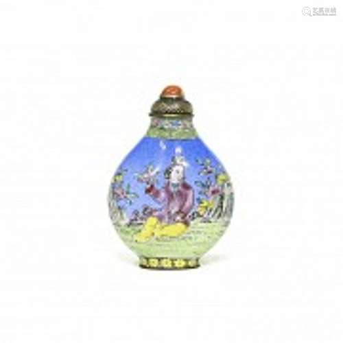 A Cantonese enameled snuff bottle, with Qianlong mark