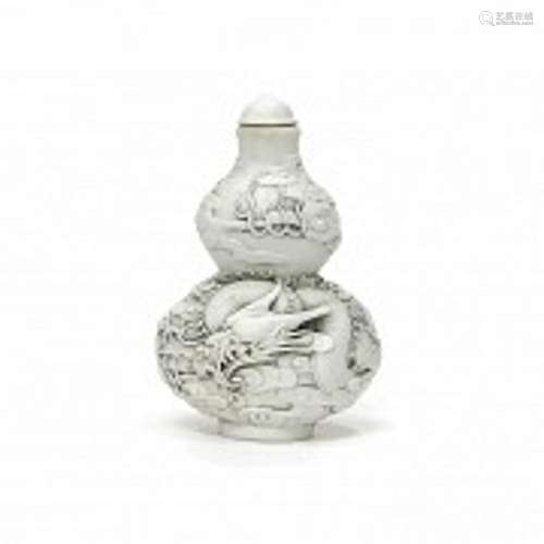 Biscuit porcelain snuff bottle, Jingdezhen, Chen Guo Zhi, 19...